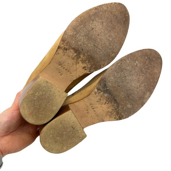 Nisolo Women's Boots US 7.5 Dari Heeled Ankle Booties Tan Leather Suede Back Zip - Picture 12 of 16